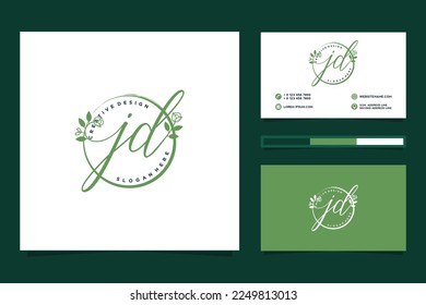 Feminine JD Initials logo collection  with business card template.
