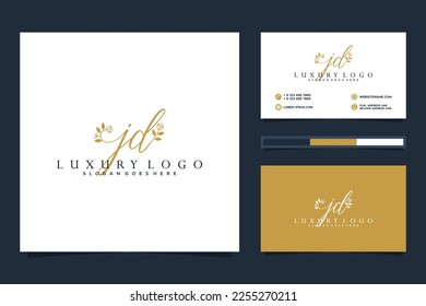 Feminine JD Initials logo collection  with business card template.