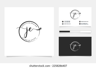 Feminine JE Initials logo collection  with business card template.