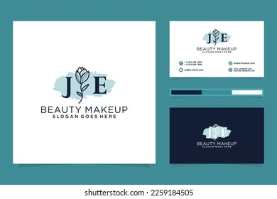 Feminine JE Initials logo collection  with business card template.