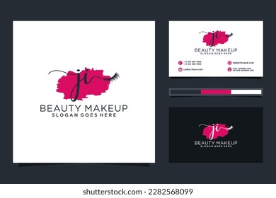 Colección del logotipo de JI Initials femenino con plantilla de tarjeta de visita.