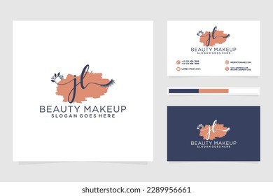 Feminine JL Initials logo collection  with business card template.