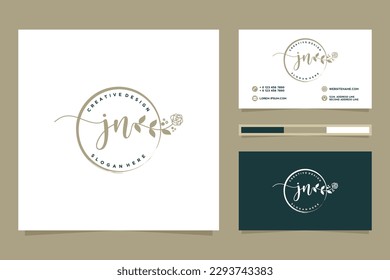 Feminine JN Initials logo collection  with business card template.