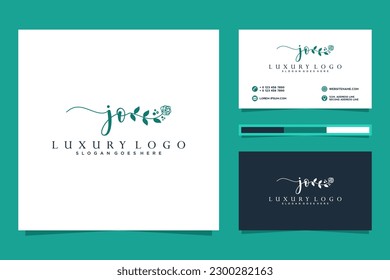 Feminine JO Initials logo collection  with business card template.