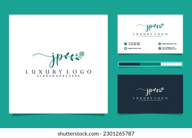 Feminine JP Initials logo collection  with business card template.