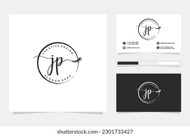 Feminine JP Initials logo collection  with business card template.