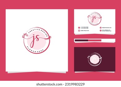 Colección del logotipo de JS Iniciales femeninas con plantilla de tarjeta de visita.