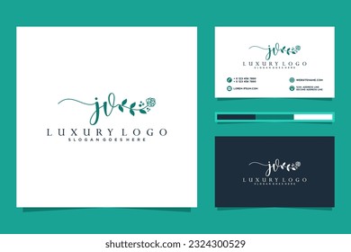 Feminine JV Initials logo collection  with business card template.