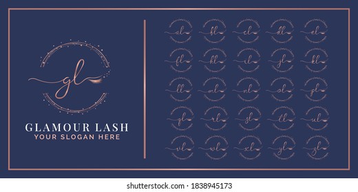 Feminine lash letter logo template