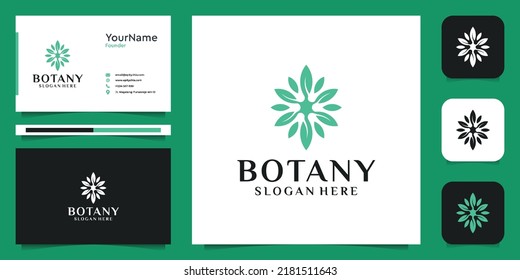Feminine leaf flower logo and pattern set