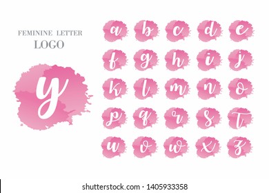 Feminine Letter Logo Template, Watercolor logo set