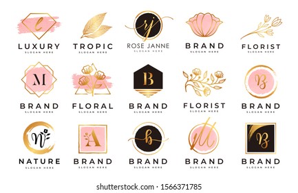 Feminine logo collections template premium vector