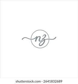 Feminine logo of initials NZ in grey on white background