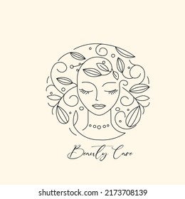 Los emblemas femeninos de diseño de plantillas de diseño con retratos femeninos de belleza ilustraciones vectoriales estilo lineal mínimo. Símbolos de esquema para la insignia del peluquero o la marca de la peluquería