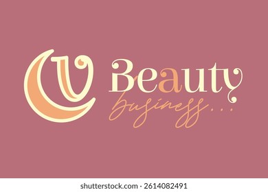Feminine Luxurious Letter V incorporated in to the crescent icon design template suit for your Brand Identity. Beauty business, spa, yoga, or cosmetic product.