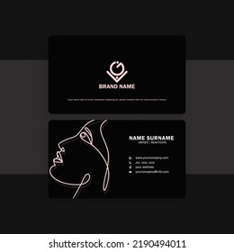 feminine luxury black and pink business card vector template for beauticians, salon members.