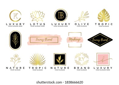 Feminine luxury modern minimalist logo collections template
