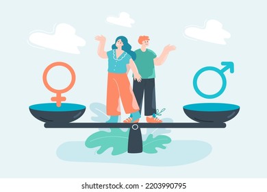 Feminine Masculine Symbols Balancing On Scale Stock Vector (royalty 