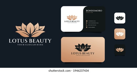 Feminine minimalist flower nature logo and business card design vector template. Logo can be used for icon, brand, identity, spa, decoration, and business company