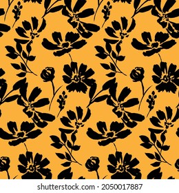 Feminine Monochrome Seamless Pattern With Lace Pattern Of Flowers.