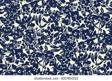 Feminine monochrome seamless pattern with lace pattern of flowers.