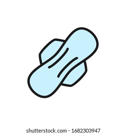 Feminine pads, tampon, sanitary napkin, hygiene flat color line icon.
