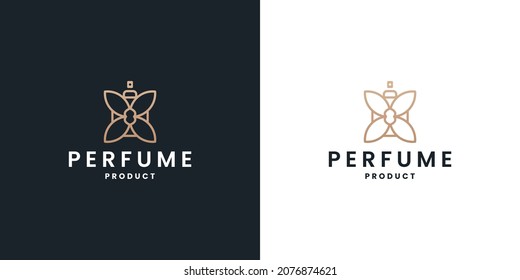 feminine perfume bottle logo design combine with flower element