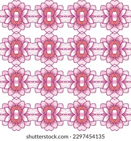 Feminine pink floral pattern with clematis motifs on white background that is delicate and perfect for greeting cards and meditation.