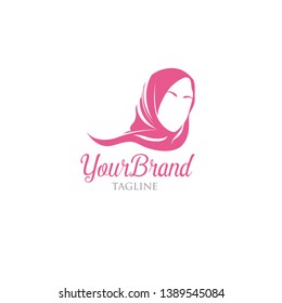 Feminine Pink Hijab logo template