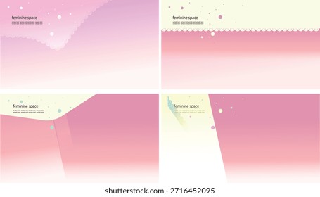 Conjunto de fondo degradado rosa y amarillo femenino con decoraciones de encaje y puntos