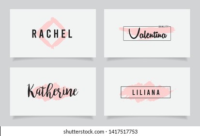 Feminine premade logos set, watercolor modern style. - Vector