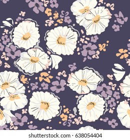 feminine and pretty daisies print - seamless background 