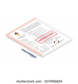 Feminine resume with infographic design. Stylish CV set for women. Isometric 3d  vector,  infographic concept . 
