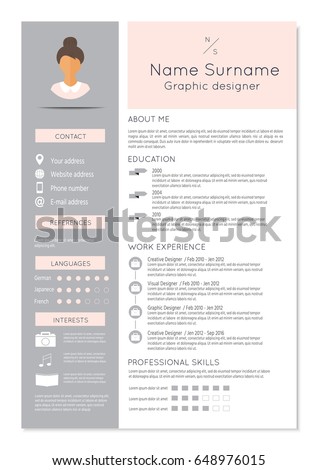 feminine resume infographic design stylish cv stock vector royalty graphic design resume infographic