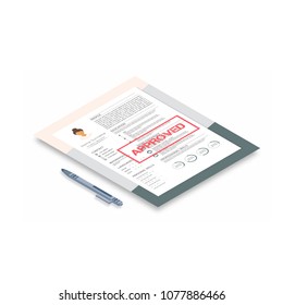 Feminine resume with infographic elements design. Stylish CV set for women. Isometric 3d  vector,  infographic concept . 