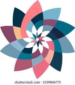 Feminine Rotating Graphic Flower Geometric Icon Logo Decal 