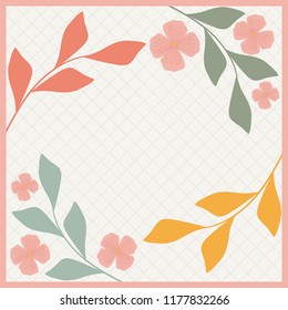 feminine scarf pattern with leaf and flower design 