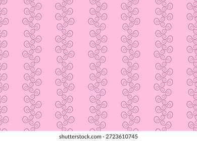 Padrão feminino sem emenda com colunas verticais de rosa girando linha arte em um fundo rosa suave, ideal para papel de parede de berçário, marca boutique e papelaria romântica.