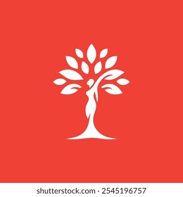 feminine silhouette woman integrated with a stylized tree logo design