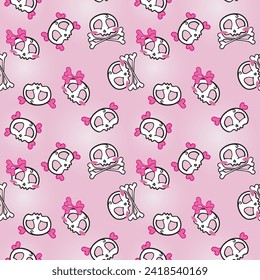 Feminine Skulls Blush Vector Pattern