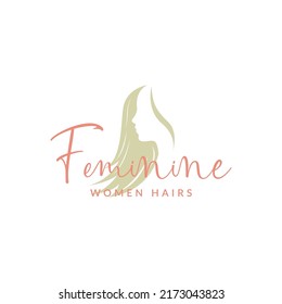 feminine straight hair women care logo design vector graphic symbol icon illustration creative idea