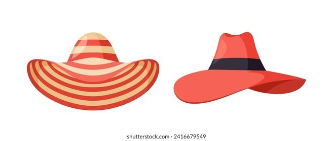 Feminine Summer Beach Hats with Wide Brim, Vibrant Colors and Lightweight Materials. Ideal For Sun Protection