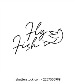Feminine Typography Fly Fish Logo Design Idea