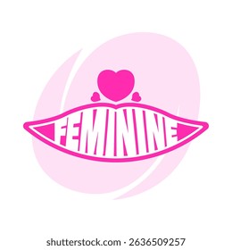 feminine typography forms beautiful pink lips