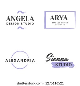Feminine Vintage Retro Vector Logo for banner, poster, flyer
