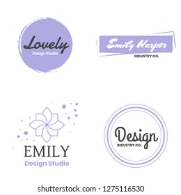 Feminine Vintage Retro Vector Logo for banner, poster, flyer