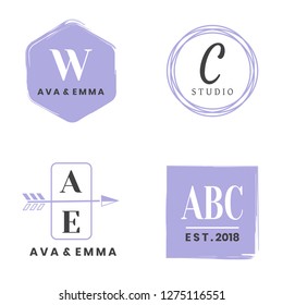 Feminine Vintage Retro Vector Logo for banner, poster, flyer