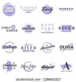 Feminine Vintage Retro Vector Logo for banner, poster, flyer