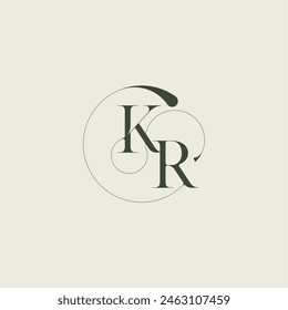 feminine wedding style beautifull monogram initial letter elegant line concept KR