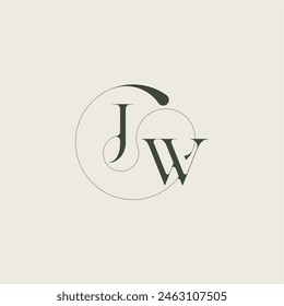 feminine wedding style beautifull monogram initial letter elegant line concept JW